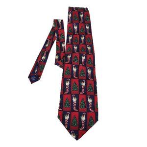 GJ CAHN Multicolor Christmas Tie 100% Silk Made In USA Vintage Necktie